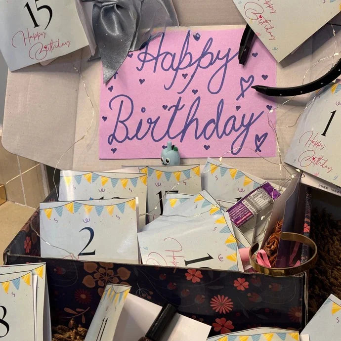 Birthday Surprise Countdown Gift Box | 1–19 Days Memory & Gift Reveal Box